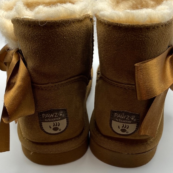 PAWZ Tan Kids Boots with Bow - Picture 4 of 10